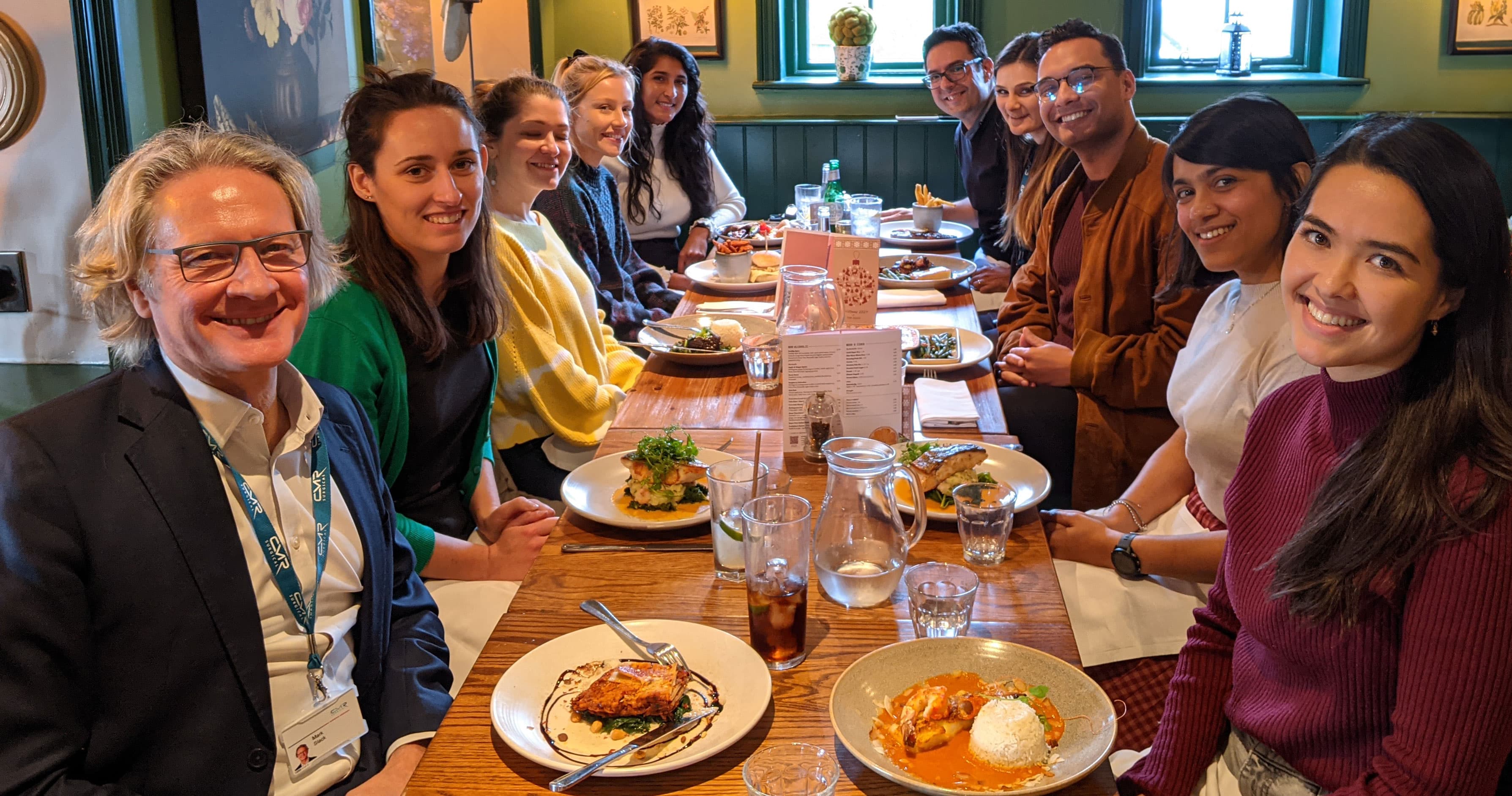CMR Surgical Clinical Engineering team having lunch